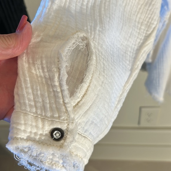 WE THE FREE fabulous boho tunic shirt EUC in Size XL Ivory gauze-y button down - Picture 7 of 13